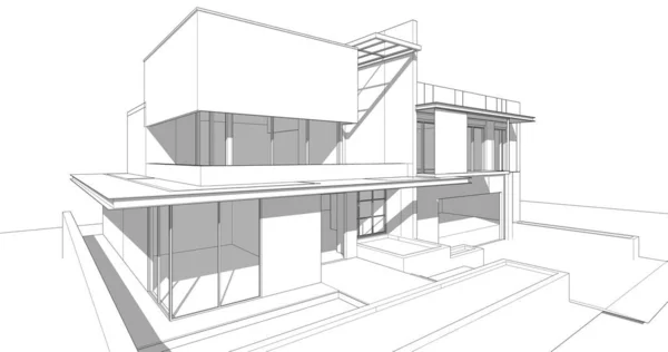 modern geometric architecture design, 3d rendering, estate blueprint, architectural art, outline illustration.