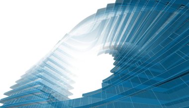 Gelecek perspektifi, soyut mimari duvar kağıdı tasarımı, dijital konsept arkaplan