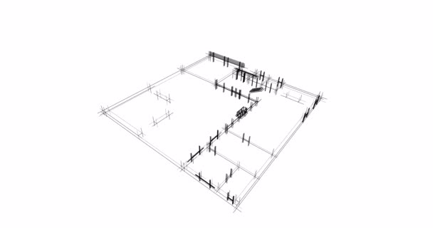 Modern Geometric Architecture Design Animation Rendering Estate Blueprint Architectural Art — Vídeos de Stock