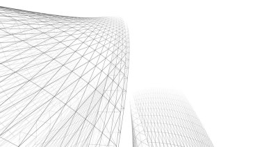 Gelecek perspektifi, soyut mimari duvar kağıdı tasarımı, dijital konsept arka plan, gökdelen cephesi