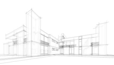 Ev kavramı kroki 3d çizim