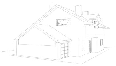 Ev kavramı kroki 3d çizim