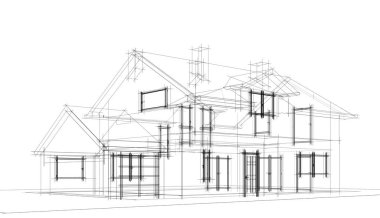 Ev kavramı kroki 3d çizim