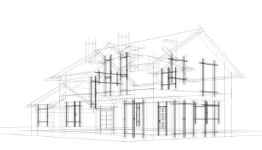 Ev kavramı kroki 3d çizim