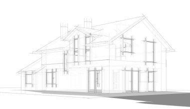 Ev kavramı kroki 3d çizim