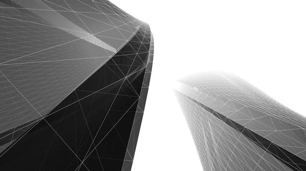 Φουτουριστική Προοπτική Αφηρημένη Αρχιτεκτονική Ταπετσαρία Σχεδιασμό Ψηφιακή Έννοια Φόντο Πρόσοψη — Φωτογραφία Αρχείου