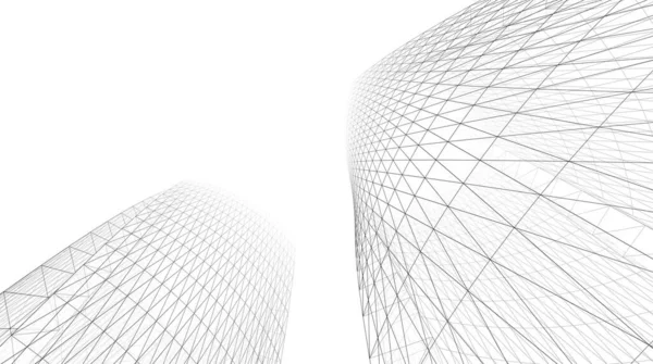 Futuristiskt Perspektiv Abstrakt Arkitektonisk Tapetdesign Digital Konceptbakgrund Fasad Skyskrapan — Stockfoto