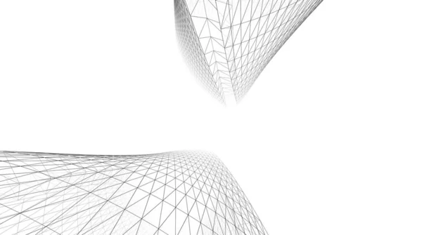 Futuristinen Näkökulma Abstrakti Arkkitehtoninen Tapetti Suunnittelu Digitaalinen Konsepti Tausta Pilvenpiirtäjän — kuvapankkivalokuva