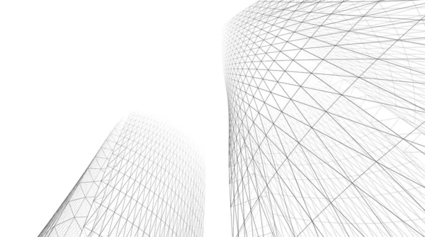 Futuristická Perspektiva Abstraktní Architektonický Design Tapet Digitální Koncept Pozadí Fasáda — Stock fotografie