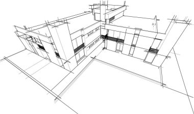Ev kavramı kroki 3d çizim