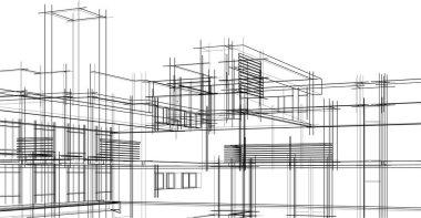 Ev kavramı kroki 3d çizim