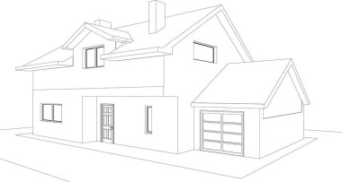 Ev kavramı kroki 3d çizim