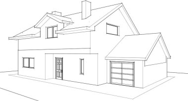 Ev kavramı kroki 3d çizim