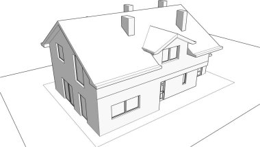 Ev kavramı kroki 3d çizim