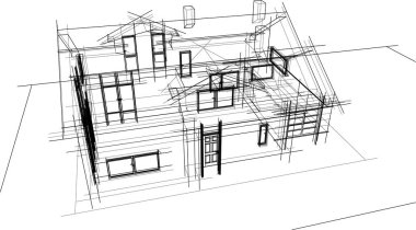 Ev kavramı kroki 3d çizim