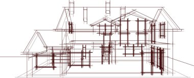 Ev kavramı kroki 3d çizim