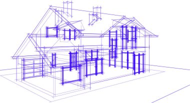 Ev kavramı kroki 3d çizim