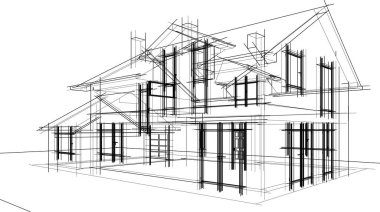 Ev kavramı kroki 3d çizim