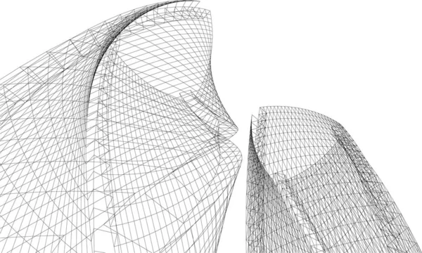 Futurisztikus Perspektíva Absztrakt Építészeti Tapéta Tervezés Digitális Koncepció Háttér Homlokzat — Stock Vector