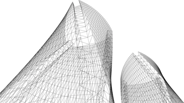Futuristisk Perspektiv Abstrakt Arkitektonisk Tapet Design Digital Koncept Baggrund Facade – Stock-vektor