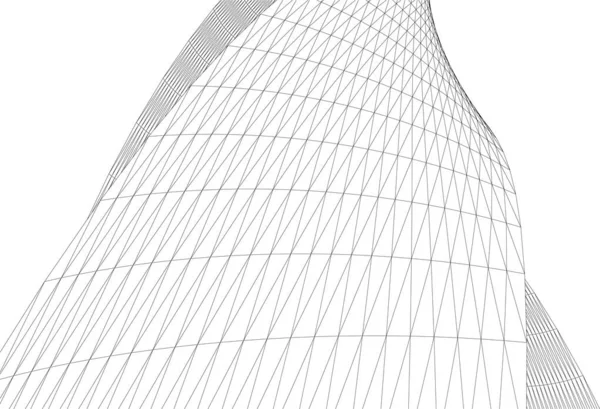 Futuristická Perspektiva Abstraktní Architektonický Design Tapet Digitální Koncept Pozadí Fasáda — Stockový vektor