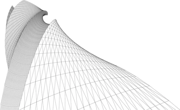Футуристична Перспектива Абстрактний Архітектурний Дизайн Шпалер Цифровий Концепт Фон Фасад — стоковий вектор