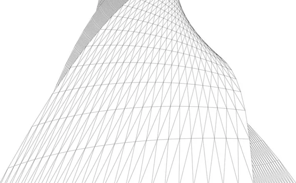 Futuristische Perspektive Abstraktes Architektonisches Tapetendesign Digitaler Konzepthintergrund Fassade Des Wolkenkratzers — Stockvektor