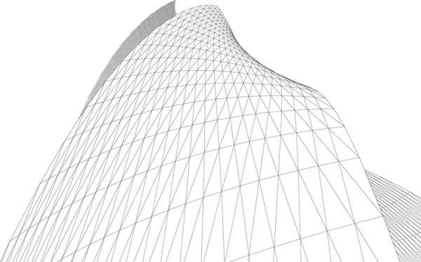 Futuristische Perspektive Abstraktes Architektonisches Tapetendesign Digitaler Konzepthintergrund Fassade Des Wolkenkratzers — Stockvektor