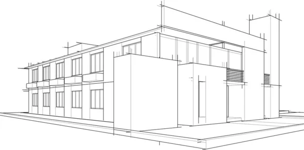 Sketsa Konsep Rumah Ilustrasi - Stok Vektor