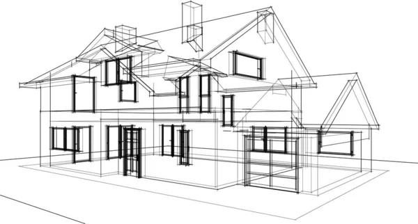 stock vector House concept sketch 3d illustration