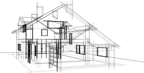 Sketsa Konsep Rumah Ilustrasi - Stok Vektor