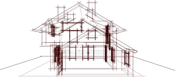 Huset Koncept Skiss Illustration — Stock vektor