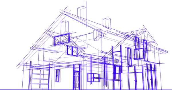 房子概念剪影3D — 图库矢量图片