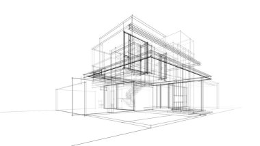 Ev kavramı kroki 3d çizim