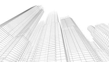 soyut mimari duvar kağıdı gökdelenler tasarım, dijital konsept arkaplan