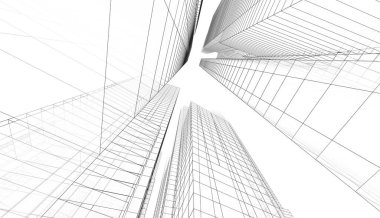 soyut mimari duvar kağıdı gökdelenler tasarım, dijital konsept arkaplan