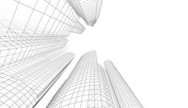 soyut mimari duvar kağıdı gökdelenler tasarım, dijital konsept arkaplan