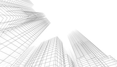 soyut mimari duvar kağıdı gökdelenler tasarım, dijital konsept arkaplan