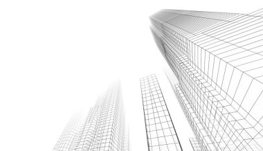 soyut mimari duvar kağıdı gökdelenler tasarım, dijital konsept arkaplan