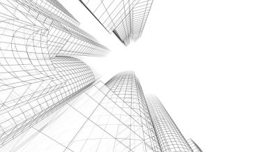 soyut mimari duvar kağıdı gökdelenler tasarım, dijital konsept arkaplan