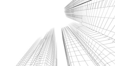 soyut mimari duvar kağıdı gökdelenler tasarım, dijital konsept arkaplan