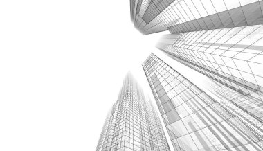 soyut mimari duvar kağıdı gökdelenler tasarım, dijital konsept arkaplan