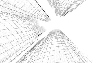 soyut mimari duvar kağıdı gökdelenler tasarım, dijital konsept arkaplan