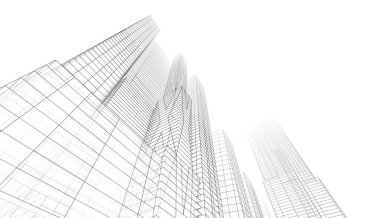 soyut mimari duvar kağıdı gökdelenler tasarım, dijital konsept arkaplan