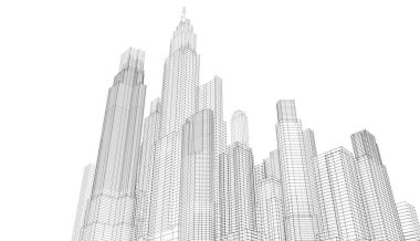 soyut mimari duvar kağıdı gökdelenler tasarım, dijital konsept arkaplan