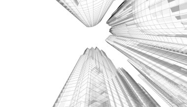 soyut mimari duvar kağıdı gökdelenler tasarım, dijital konsept arkaplan