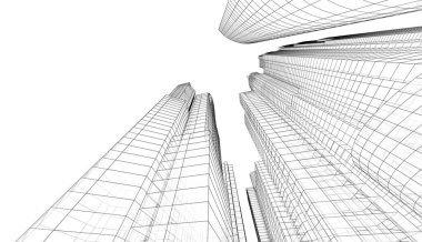 soyut mimari duvar kağıdı gökdelenler tasarım, dijital konsept arkaplan