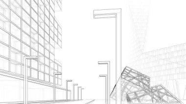 soyut mimari duvar kağıdı gökdelenler tasarım, dijital konsept arkaplan