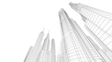 soyut mimari duvar kağıdı gökdelenler tasarım, dijital konsept arkaplan