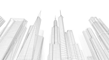 soyut mimari duvar kağıdı gökdelenler tasarım, dijital konsept arkaplan